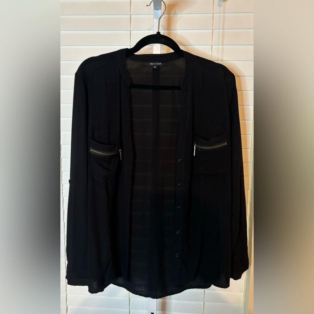 COPY - New Look XL Black Buttoned Blouse with Pockets